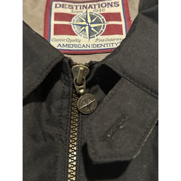 VTG Freightliner Jacket Mens L Black Destinations Bomber American Identity - Picture 4 of 16